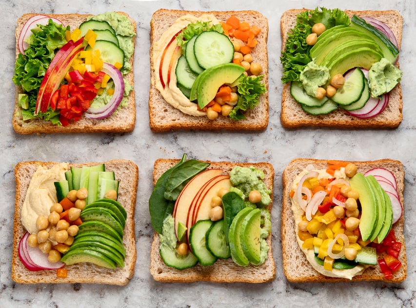 Vegetable sandwiches. Plant-based diet.